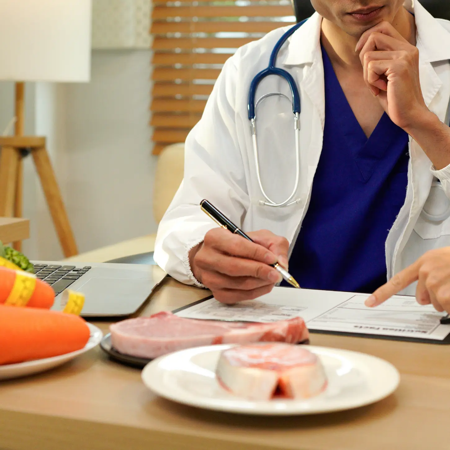 A dietitian reviewing an individualized nutrition plan