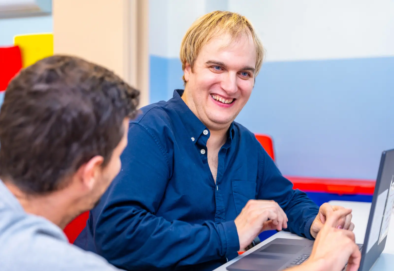 A person participating in individualized skill development